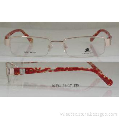 Red / Black Rectangular Metal Optical Frames For Women , Le